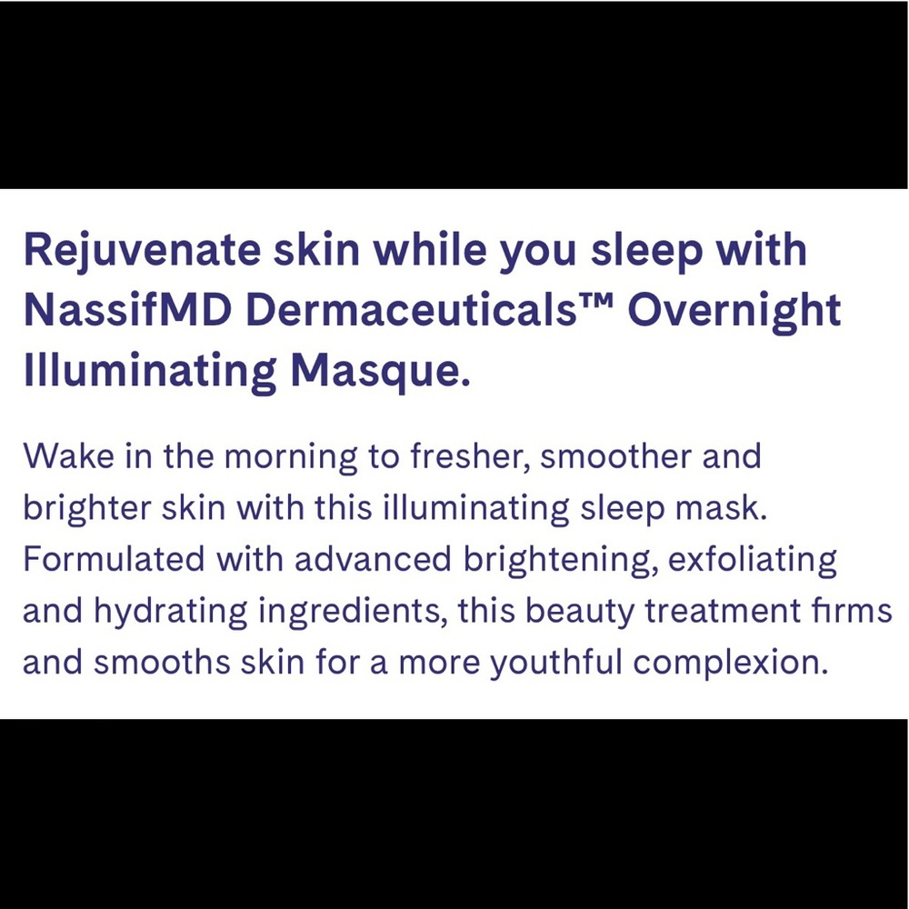 NassifMD Overnight Illuminating Masque 4 Oz, New Sealed - Picture 2 of 7